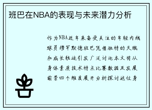 班巴在NBA的表现与未来潜力分析