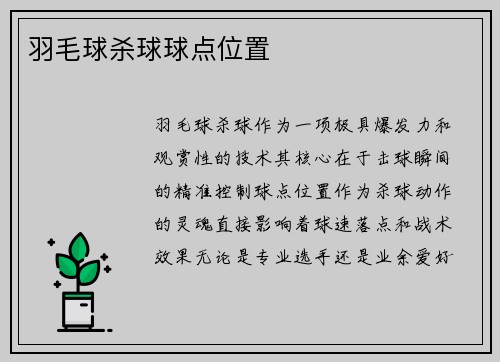 羽毛球杀球球点位置